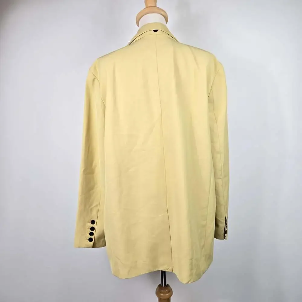 Zara Women Oversized Butter Yellow Longline Blazer M Lyocell Minimalist Jacket